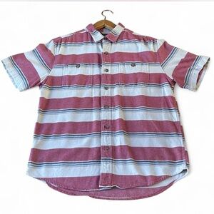Vintage Collared Striped Button Down Shortsleeved Size Men's Medium